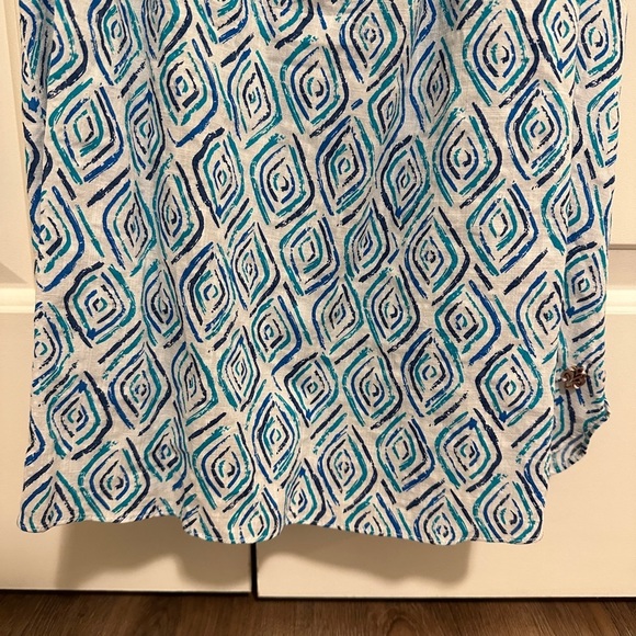 Hatley Ripples Blue Blouse Size Small A- Line Ruffles Buttons Womens - Picture 5 of 15